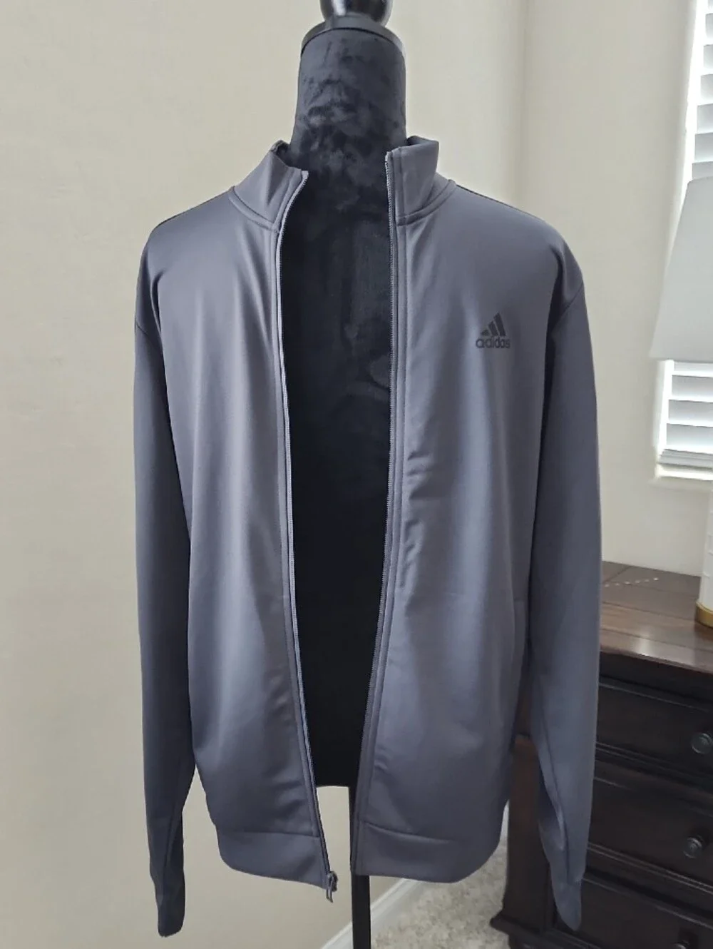adidas Men's Charcoal Full-Zip Performance Jacket